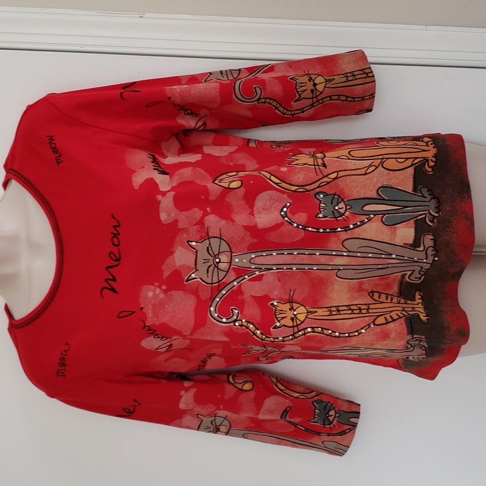Vintage Jess & Jane Meow Meow Cat Top Size S
